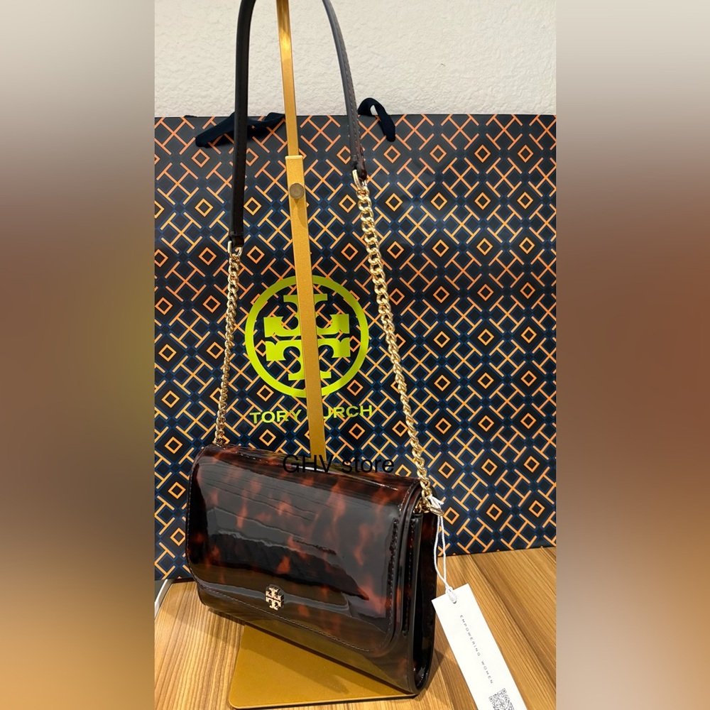 Tory Burch Brown Tortoise chain wallet Bag - Picture 4 of 11